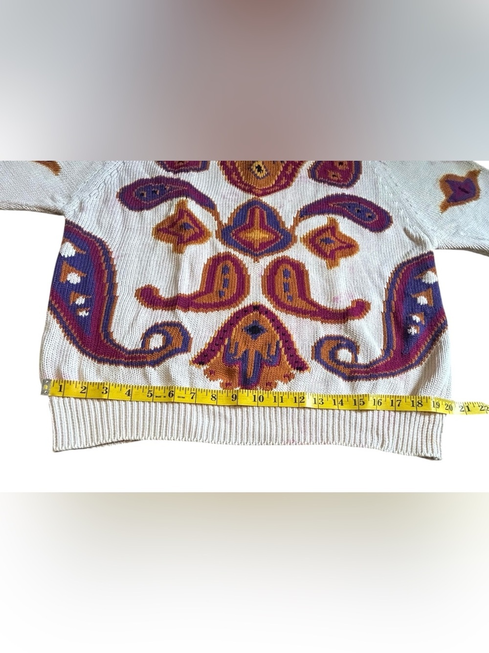 Vintage B. Diffusion Paisley Ramie Cotton Sweater Medium - Picture 8 of 12